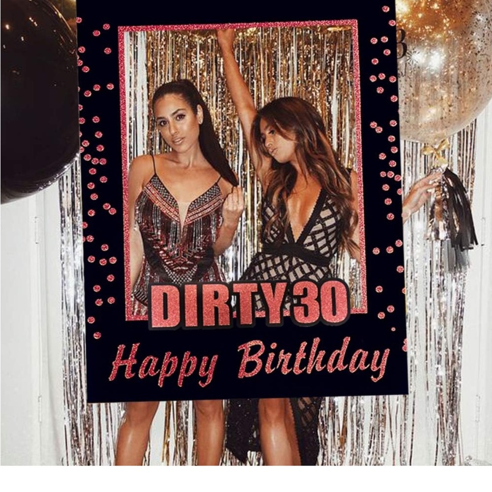 NWT Dirty 30 Happy Birthday Photo Frame Prop - Black & Rose Gold